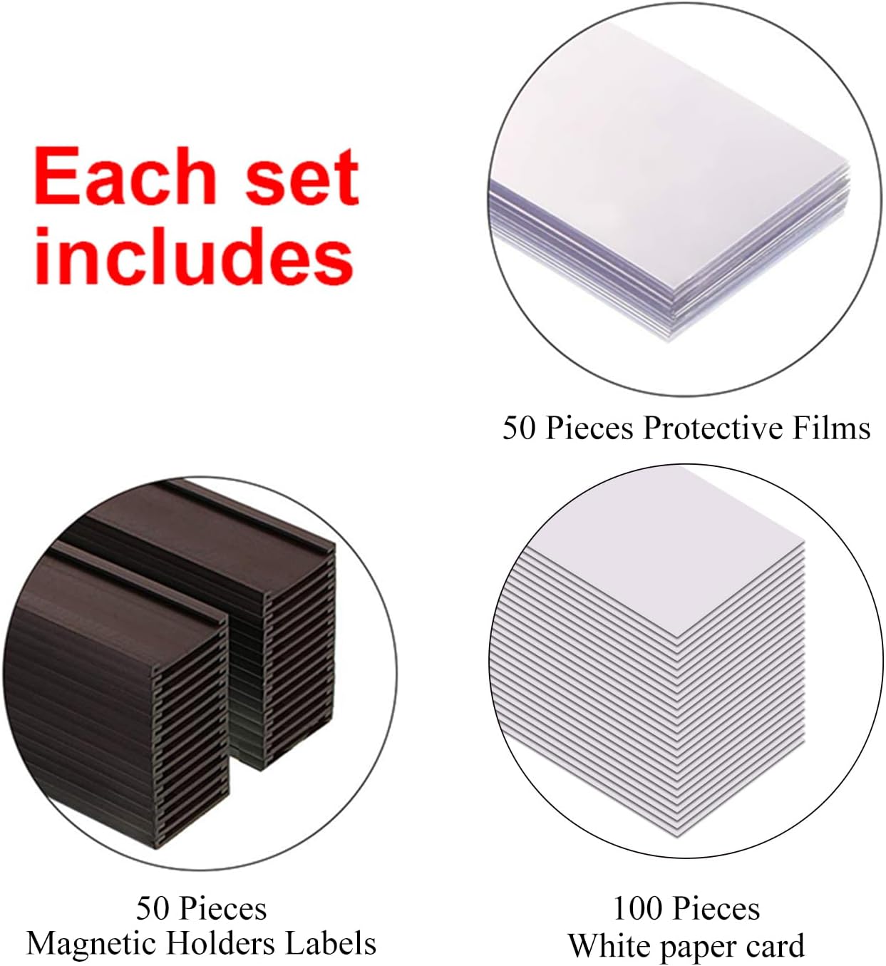 C Channel Magentic Label Holders 1x3 Inches,Magnetic Labels Shelf Label Data Card Holders,Pack of 50