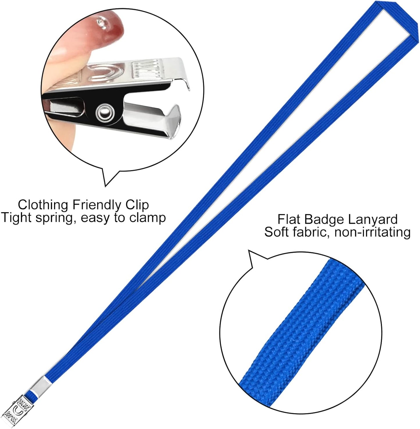 100 Pcs Clear Horizontal Badge Id Card and 100 Pcs Lanyard, Reusable Lanyards for Id Badge Holder Name Tag Badge Holder with Lanyards for Adults Kids Business School Conferences (Blue)