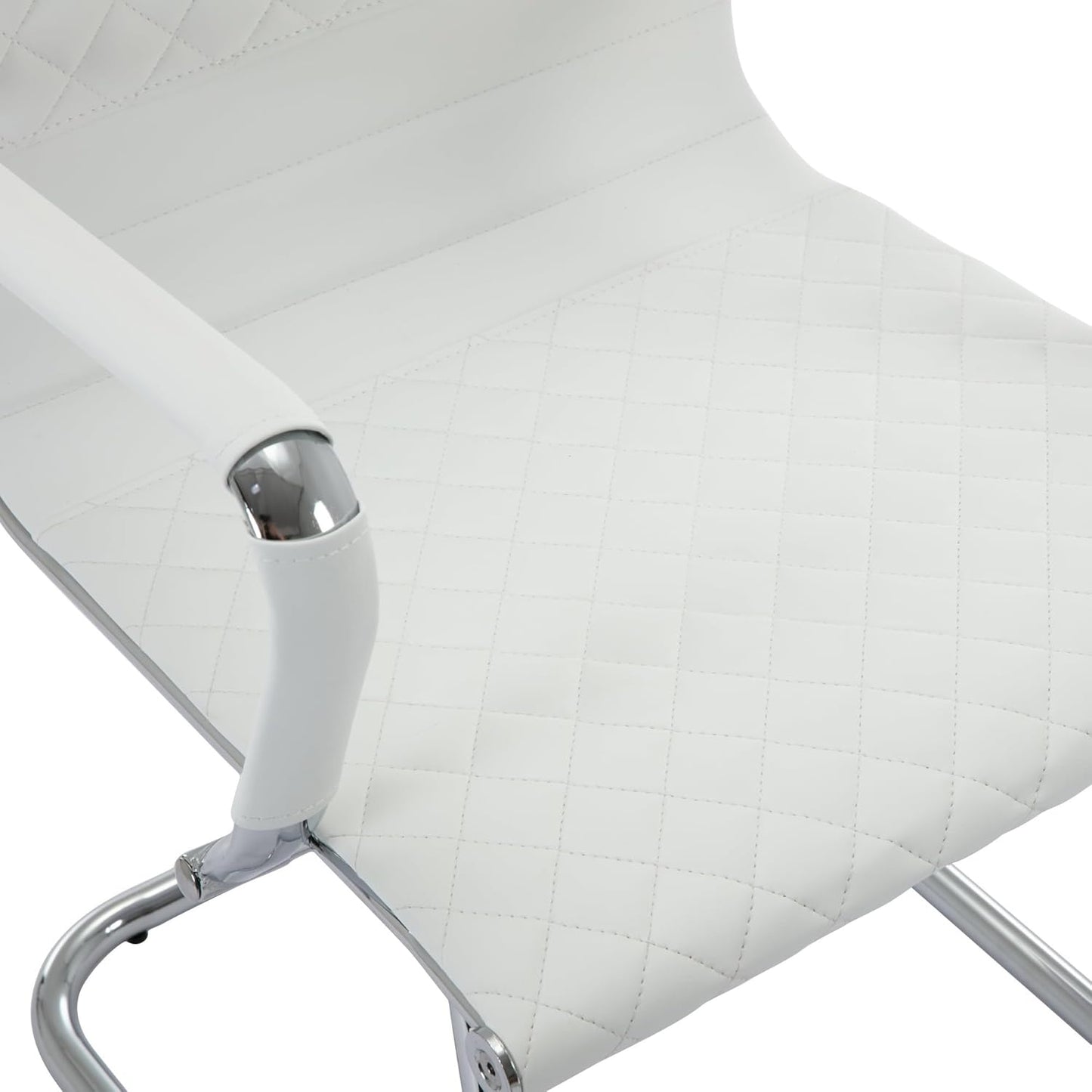 Office Guest Chairs - Reception & Waiting Room Set of 4, Modern PU Leather Desk Chairs, White