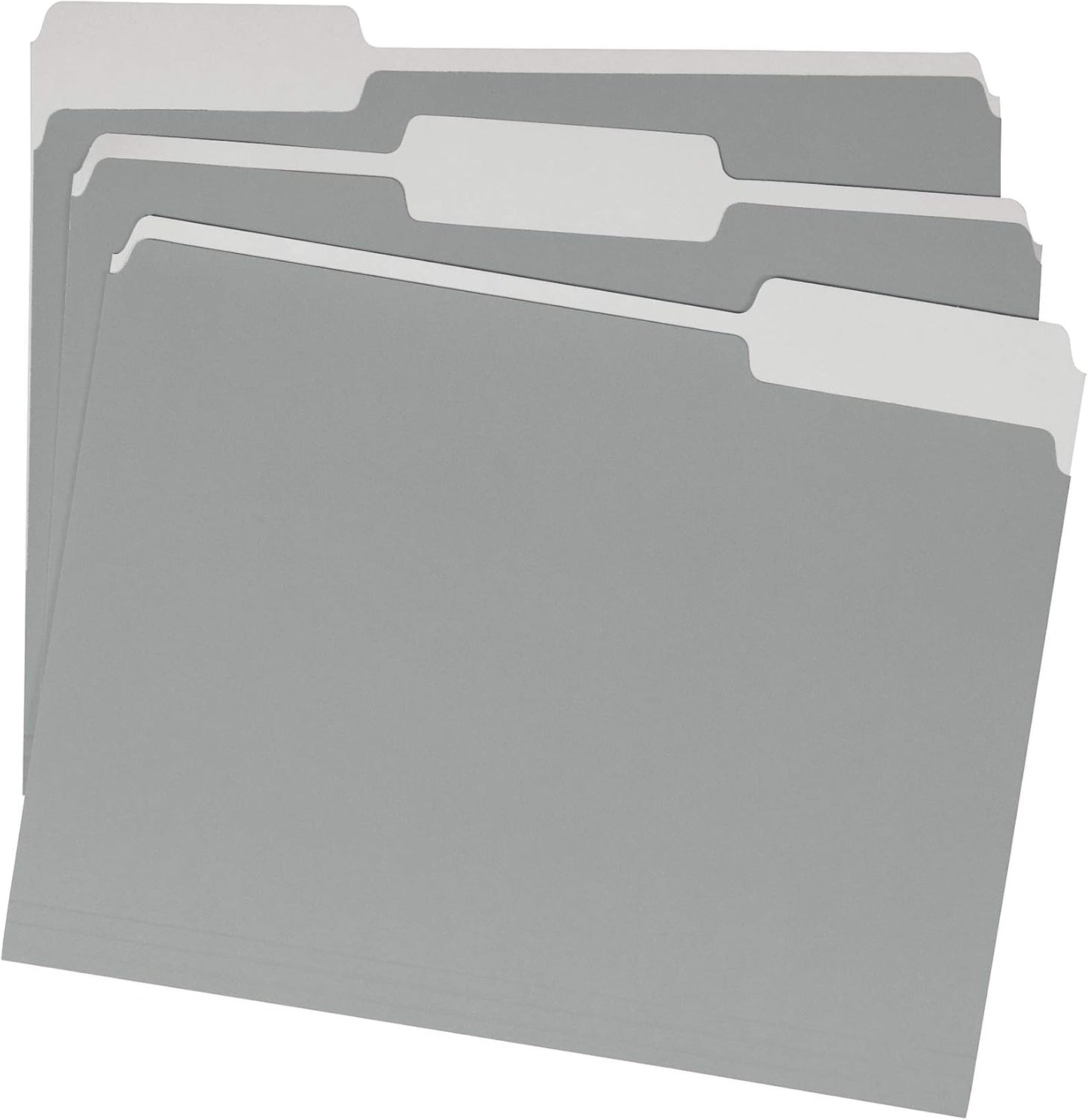 Amazon Basics File Folders, Letter Size, 1/3 Cut Tab, Gray, 36-Pack