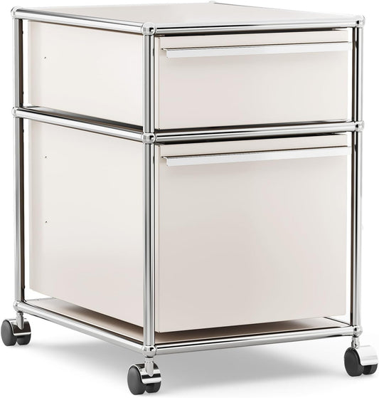 Steel Mobile File Cabinet for Office & Home with 360° Silent Wheels, Smooth Drawer Slides, Large Capacity, Waterproof and Rust-Proof, Stylish & Durable Storage Cabinet (2 Drawer, White)