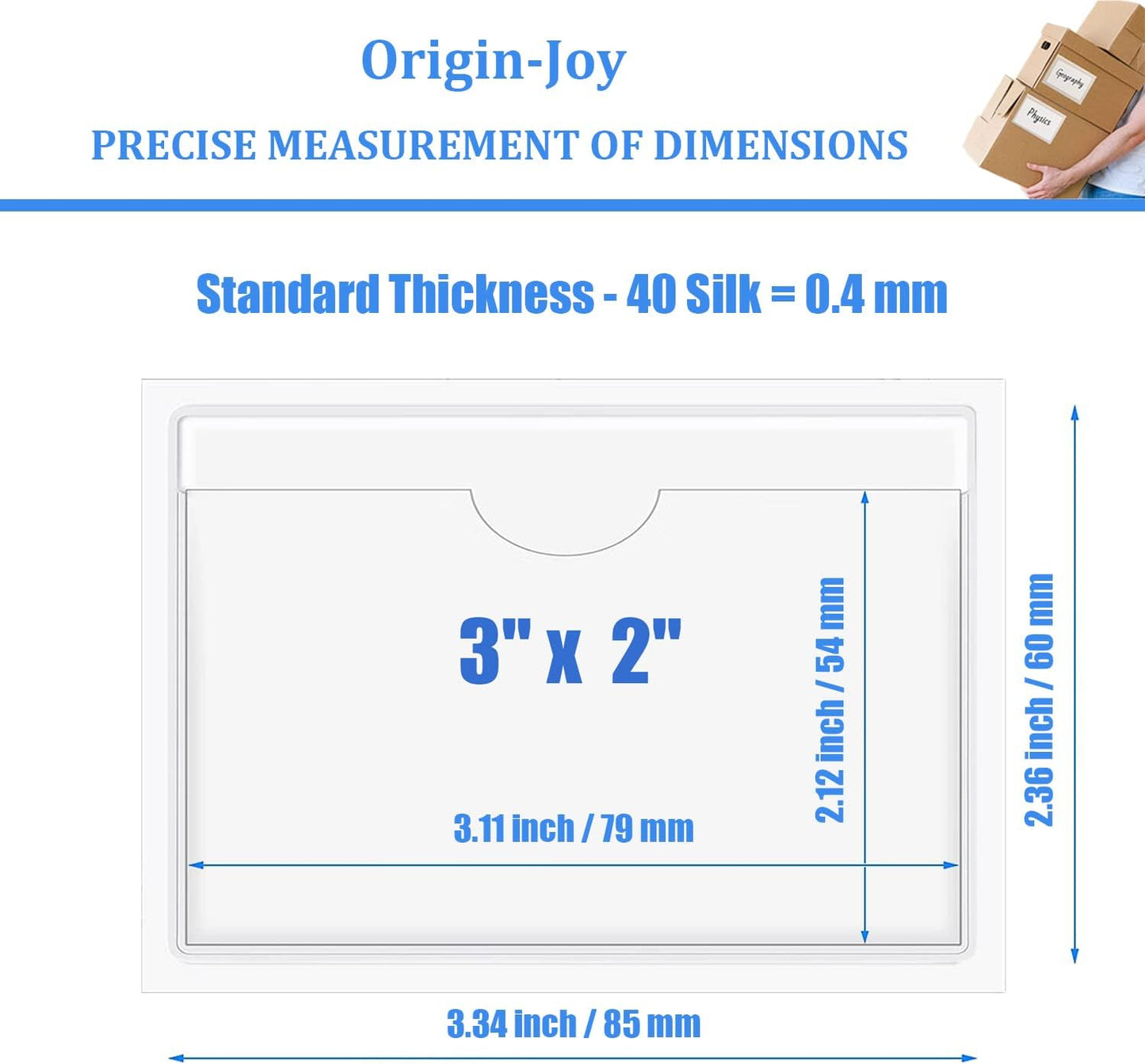 Origin-Joy 25 PCS Self-Adhesive Index Label Pockets, Clear Plastic Peel & Stick Card Holders with Top Open for Loading (3 x 2 inch)