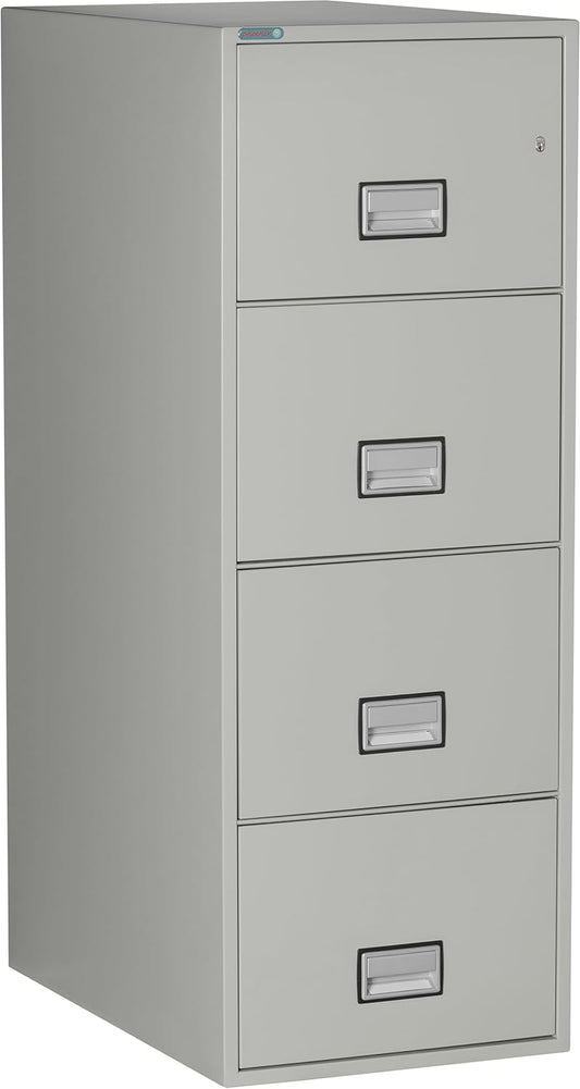 31 inch 4-Drawer Vertical Fireproof File Cabinet – Legal and Letter Size Filing – Key Lock – Water Resistant Seal – Fire and Impact Rated – Light Gray Finish – Model LGL4W31LG