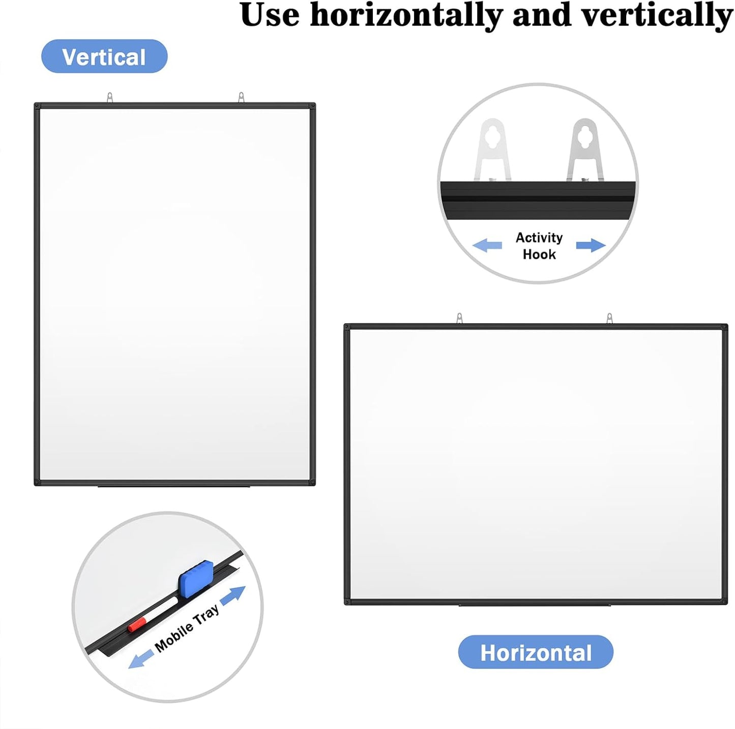 Magnetic Dry Erase Whiteboard 36 x 24 Inch - Small White Board, Black Aluminum Frame Wall-Mounted, Magnetic Eraser, 2 Pen, Detachable Marker Tray, 6 Magnets for Office, School