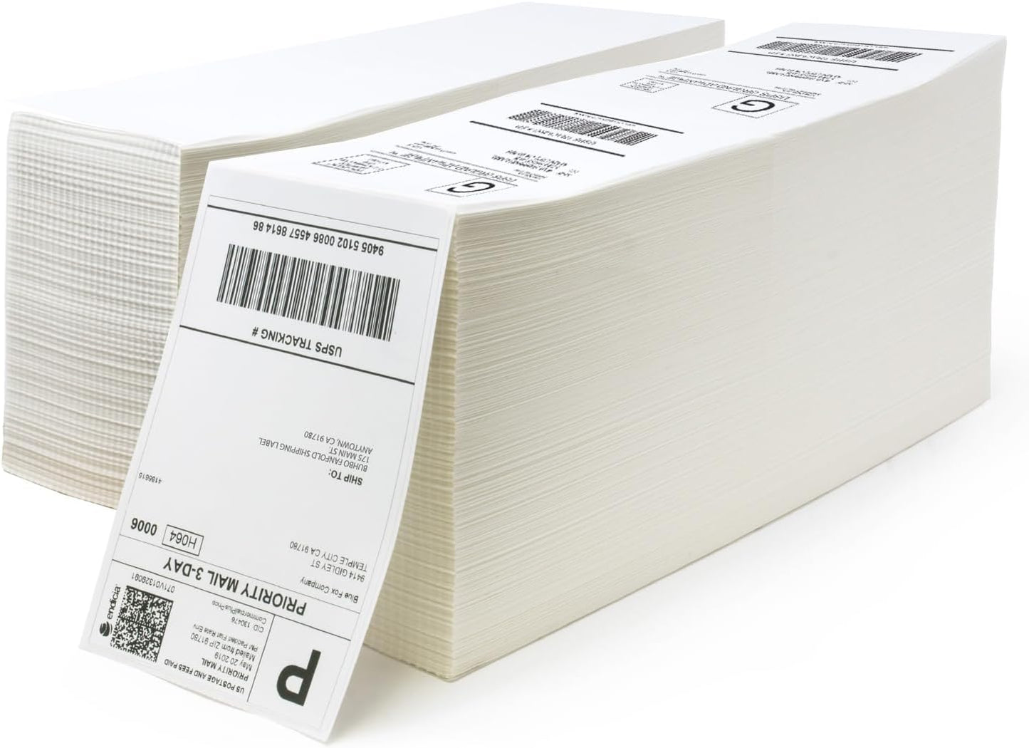 Buhbo 4" x 6" Direct Thermal Labels - Perforated BPA Free - Compatible with Zebra & Rollo Printer - Commercial Grade Shipping (4000 Fanfold Labels - 2 Stacks of 2000)