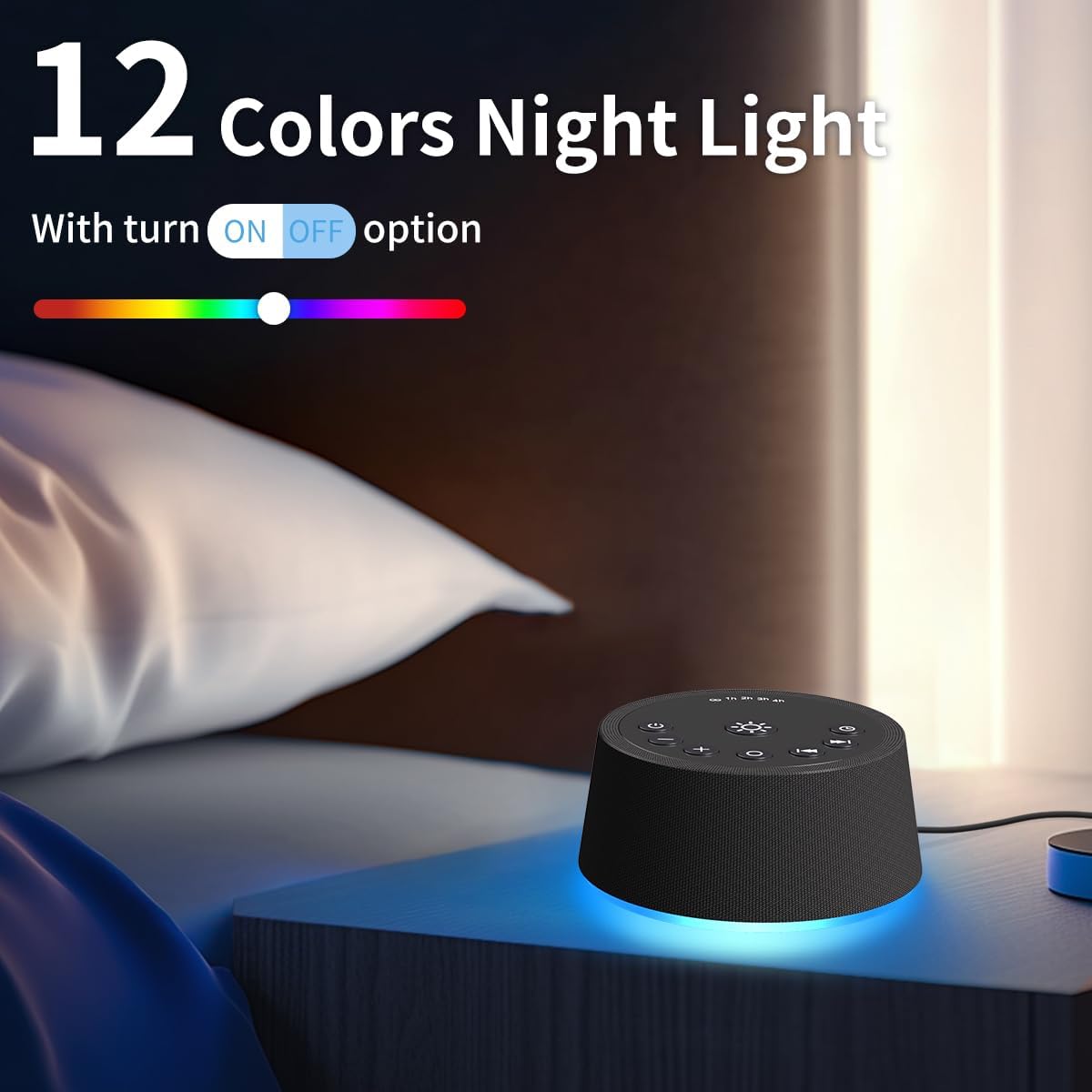 SoundLegend White Noise Sleep Sound Machines 30 Sounds 12 Colors Light 32-Level Volume 5 Timers for Home Travel Gift Adjustable Brightness Memory Function Compact