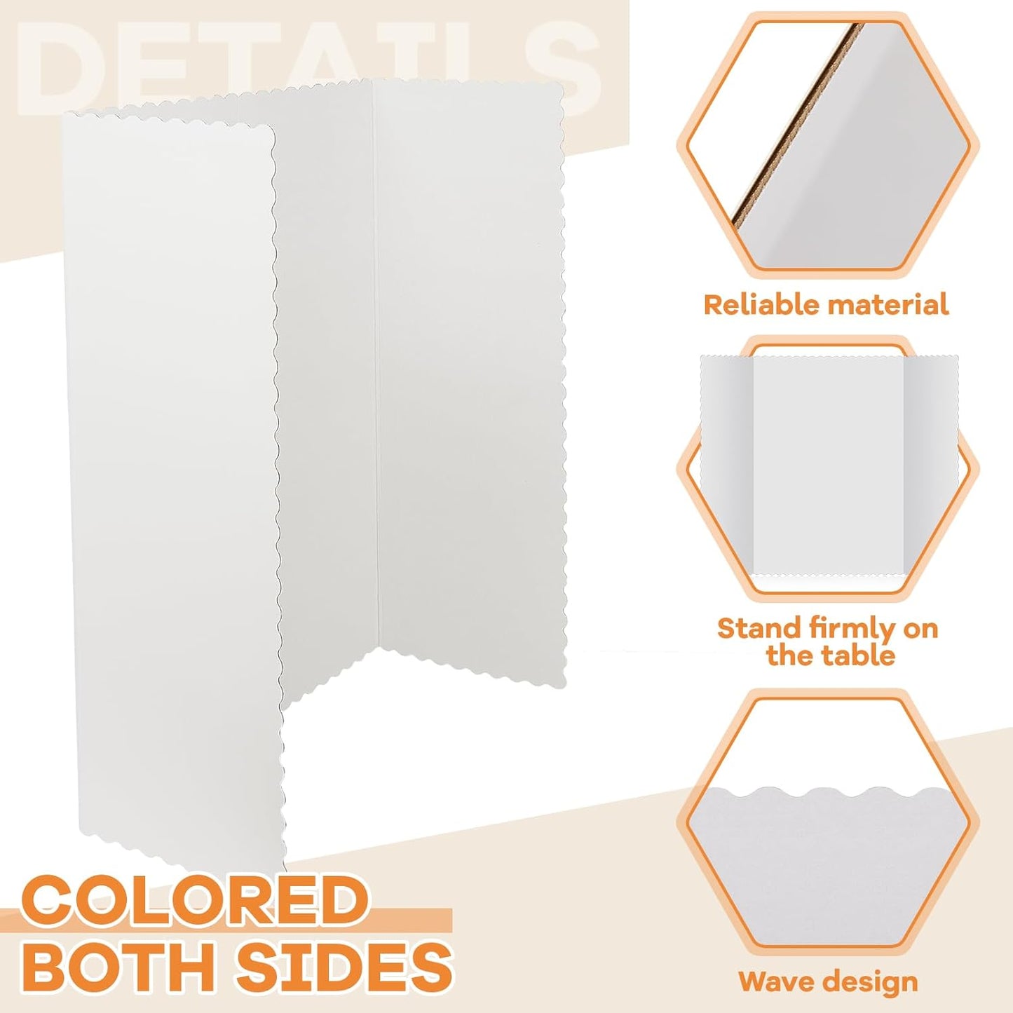 Ctosree 60 Pcs Tri Fold Display Board,36" x 48" Portable Lightweight Foldable Presentation Poster Board for Office Projects Exhibitions Workshops, White