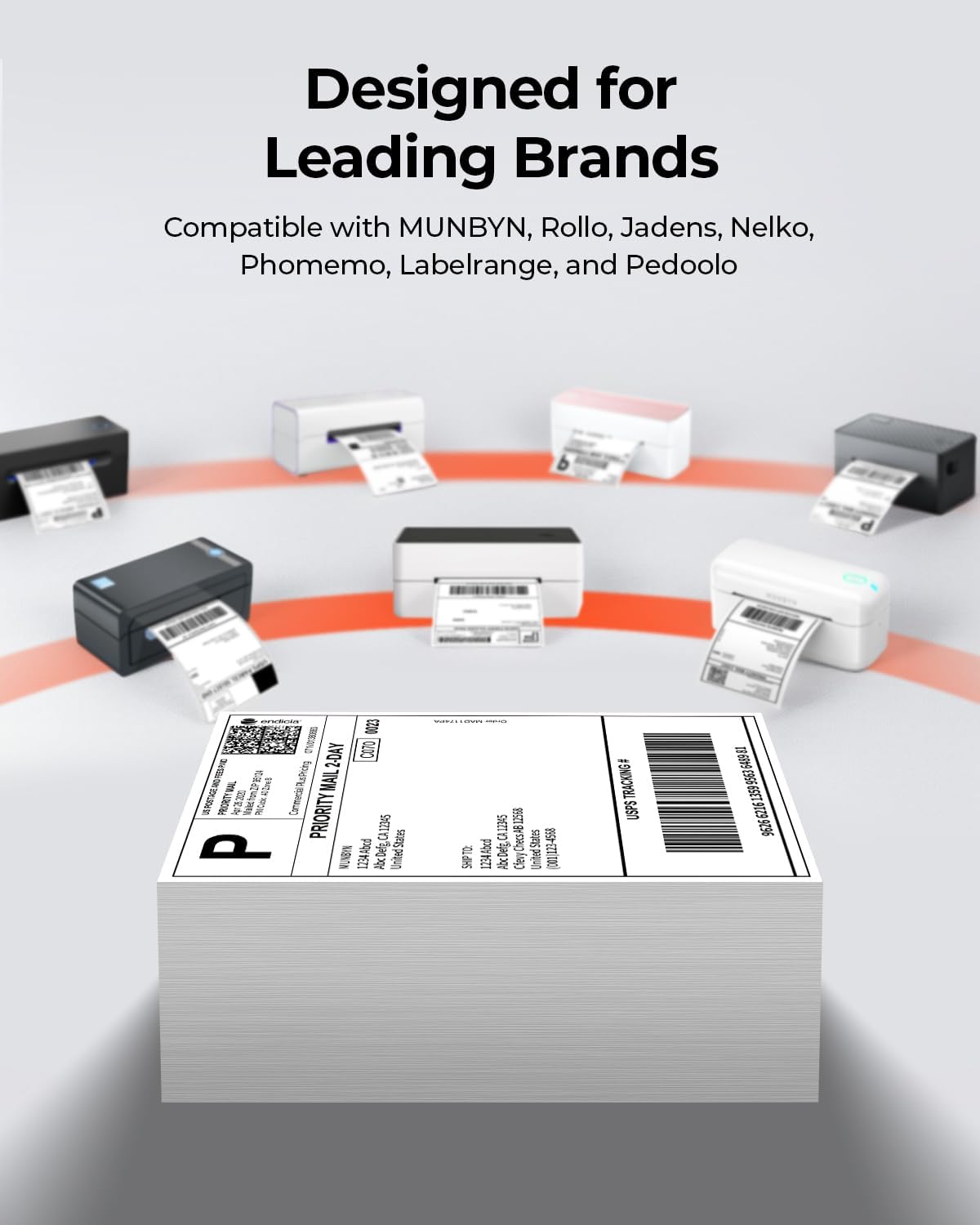 MUNBYN 4x6 Inch Direct Thermal Labels, 6000 Labels/12 Stacks(500 Pcs per Stack), Fanfold Shipping Label Paper for Thermal Printers, Permanent Adhesive Mailing Postage Labels for Shipping Packages