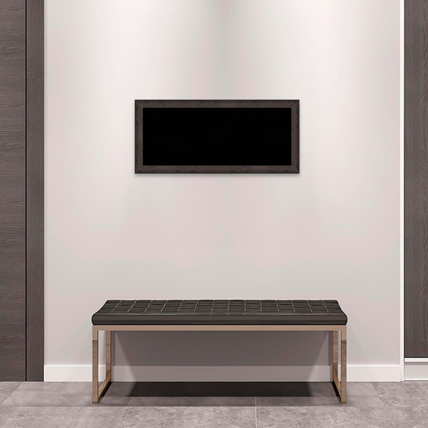 Amanti Art Black Cork Board for Wall, 15x33 Vision Board with Black Wood Frame, Medium Corkboard Office Decor for Home Organization, Modern Corkboard Pinboard to Display Items for Home Organization