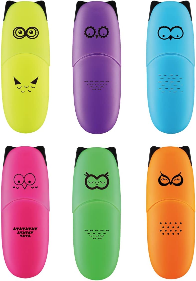 6 pieces Cute highlighters Bird Design Kawaii Stuffs Mini Highlighters Pen Neon Color Chisel Tip Gift Highlighter Marker - stocking stuffers - gift for kids