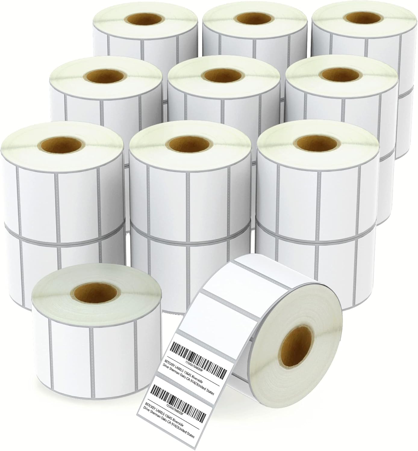 BETCKEY - 2" x 1" (51 mm x 25 mm) Multipurpose & Address Labels Compatible with Zebra & Rollo Label Printer,Premium Adhesive & Perforated [20 Rolls, 26000 Labels]