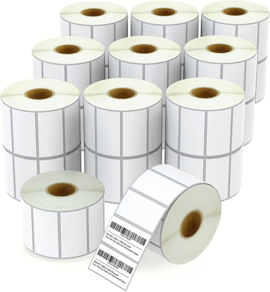 BETCKEY - 2" x 1" (51 mm x 25 mm) Multipurpose & Address Labels Compatible with Zebra & Rollo Label Printer,Premium Adhesive & Perforated [20 Rolls, 26000 Labels]