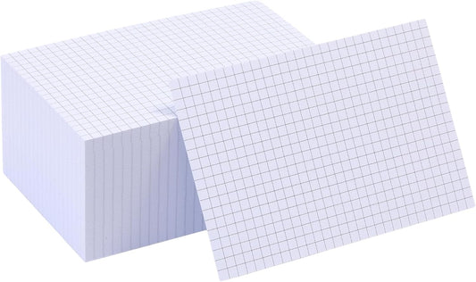 Grid Index Cards 4x6,Double Sided Thick Graph Ruled Notecards, Heavy Weight Flash Cards for Studying,School, Home and Office - White (White - 100 Count, 4 X 6 INCH)