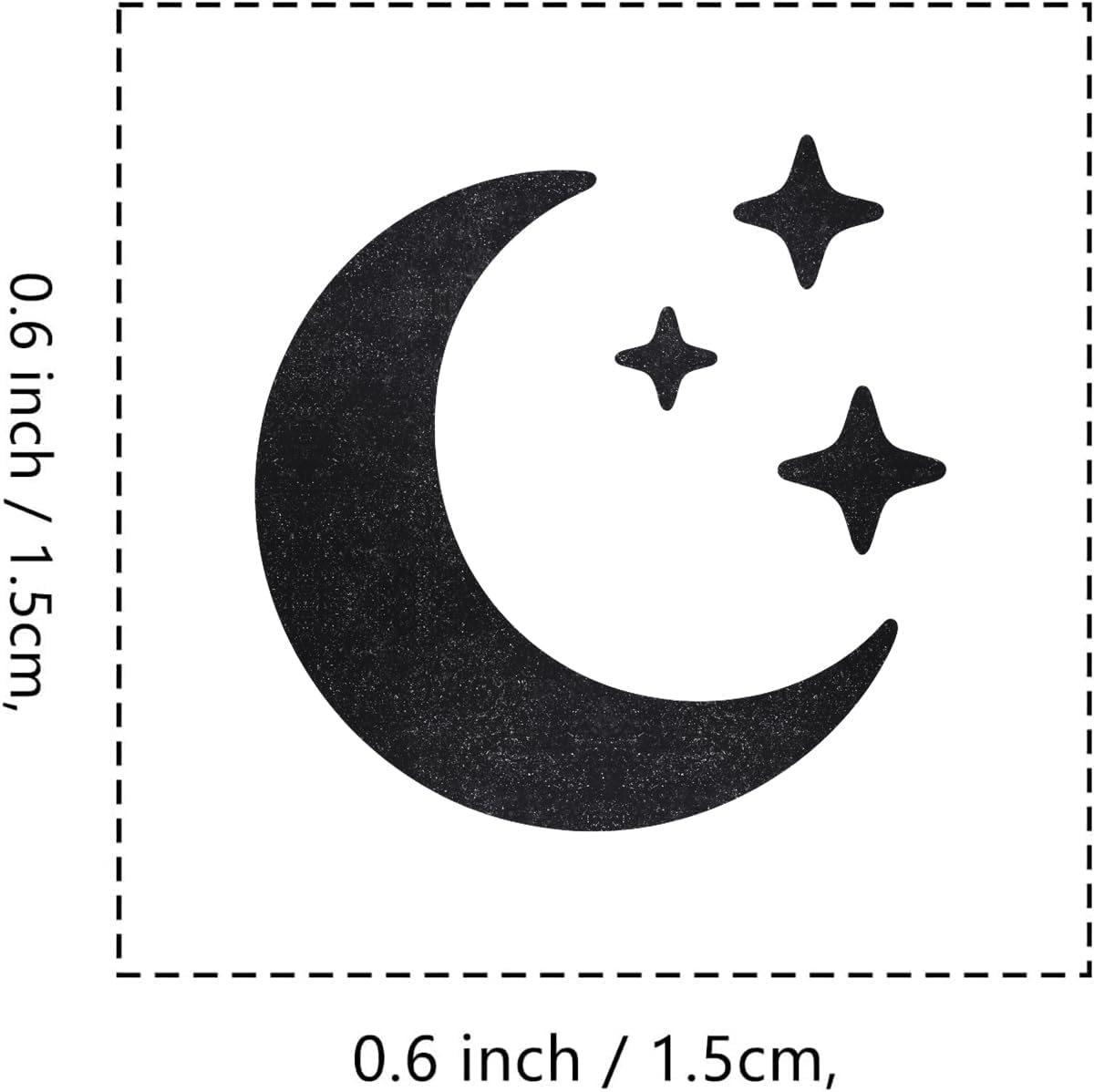 Moon Stars Rubber Stamp, 3/5 Inch Small Mini Stamp for Scrapbooking Card Making Planner