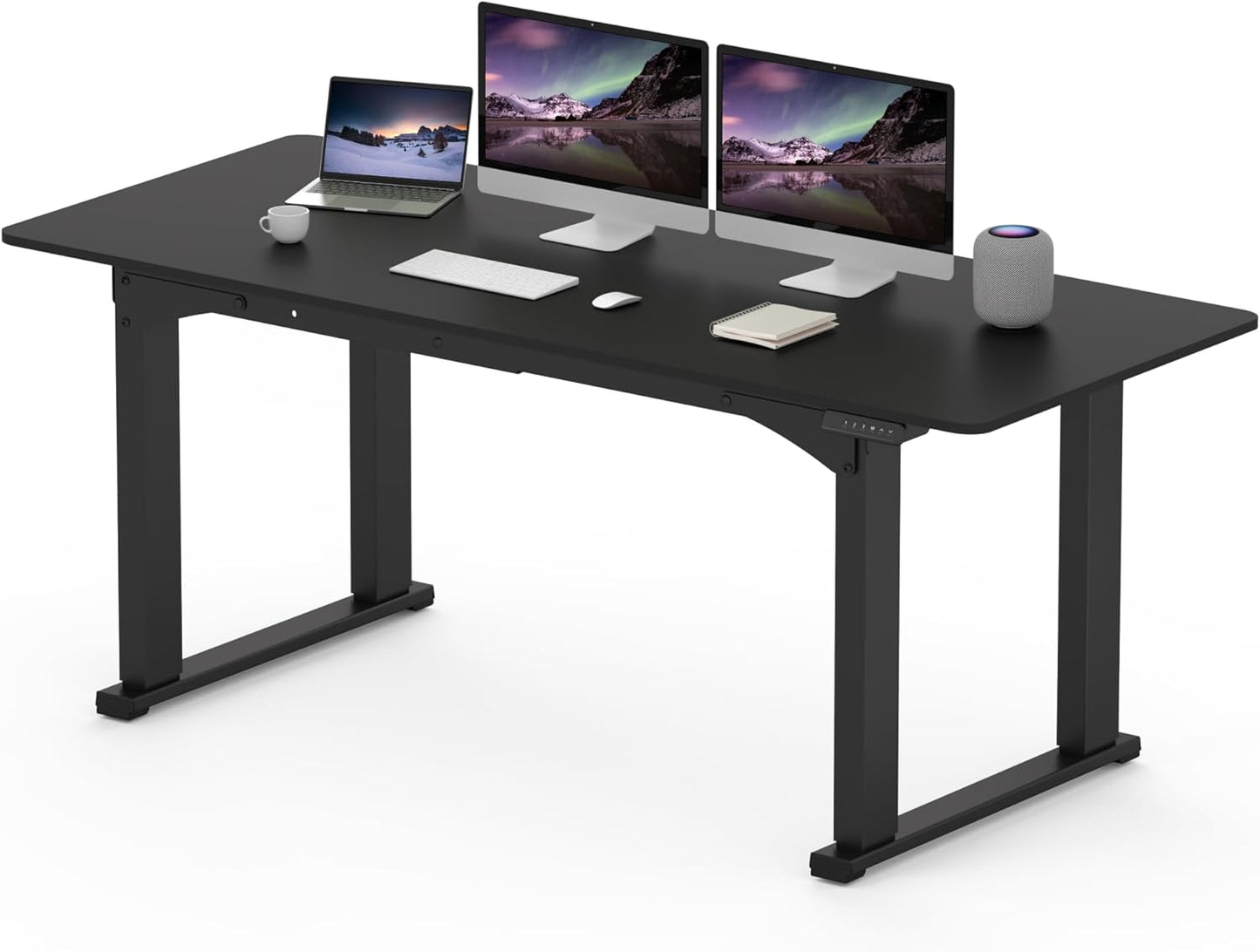 SANODESK 4-Leg Standing Desk, Electric Height Adjustable Desk with Memory Presets for Home Office, Stand up Desk Computer Workstation, 71x32 Inches Black