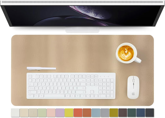 Leather Desk Mat - Non-Slip PU Desk Pad for Office and Home - Desk Organization and Accessories - Ideal for Large Mouse Pad and Desk Mats on Top of Desks (Champagne Gold,27.6"x 13.8")