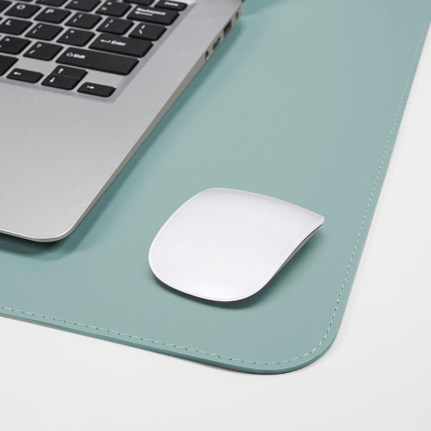 AFIING Dual-Sided Desk Pad, Natural Cork & PU Leather Large Mouse mats for Office and Home Work, Desk Protector Non-Slip, Waterproof, Easy Clean (Light Blue, 23.6" x 13.7")