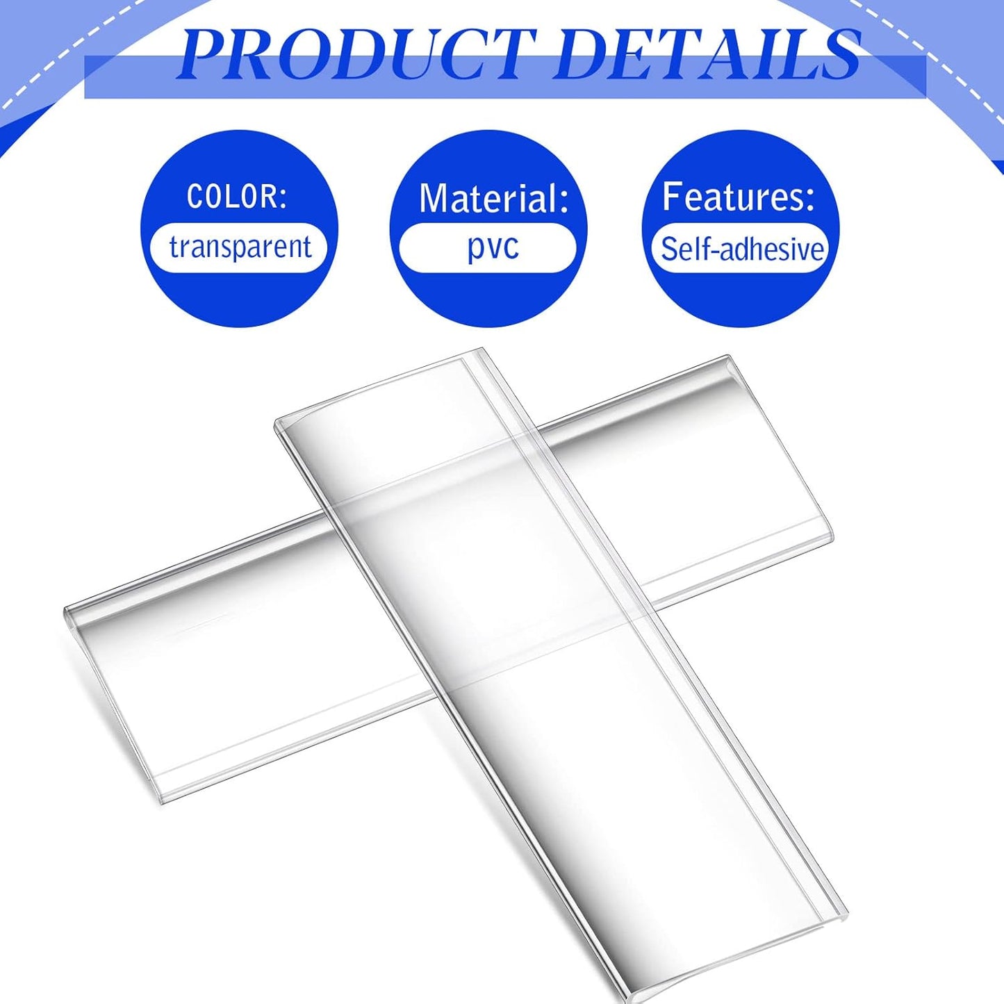 Yexiya 150 Pieces 3 x 1 Inch Self Adhesive Label Holders with Paper Label Inserts Clear Shelf Tag Label Holders Plastic Price Tag Holder for Supermarket Library Bookshelves Mailbox Storage Bins