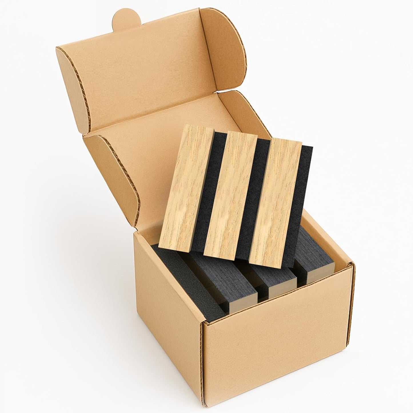 Upick MDF Acoustic Wall Panels, 5 Pack 3.9" x 4.7" 3D Slat Wood Panels for Wall, Soundproof Panels for Interior Wall Decor, Sample Pack