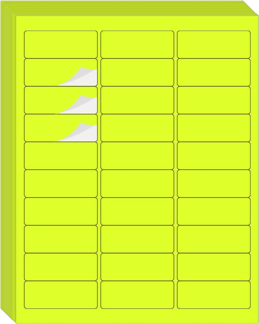 1" x 2-5/8" Address Labels 600 Sticker Paper for Laser/Inkjet Printer mailing Labels 8.5"×11" Fluorescent Yellow 30 per Sheet