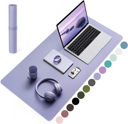 YSAGi Non-Slip Leather Desk Pad, Waterproof Laptop Computer Desk Keyboard Mat, Table Protector Blotter Mat, Large Mouse Pad for Office/Work/Home/Decor(Lavender, 31.5" x 15.7")