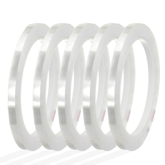 MECCANIXITY Whiteboard Tape 1/4" x 72 Yard Pinstripe Graphic Chart Line Grid Marking Tapes for Classroom Office Dry Erase Board Art, Clear, Pack of 5