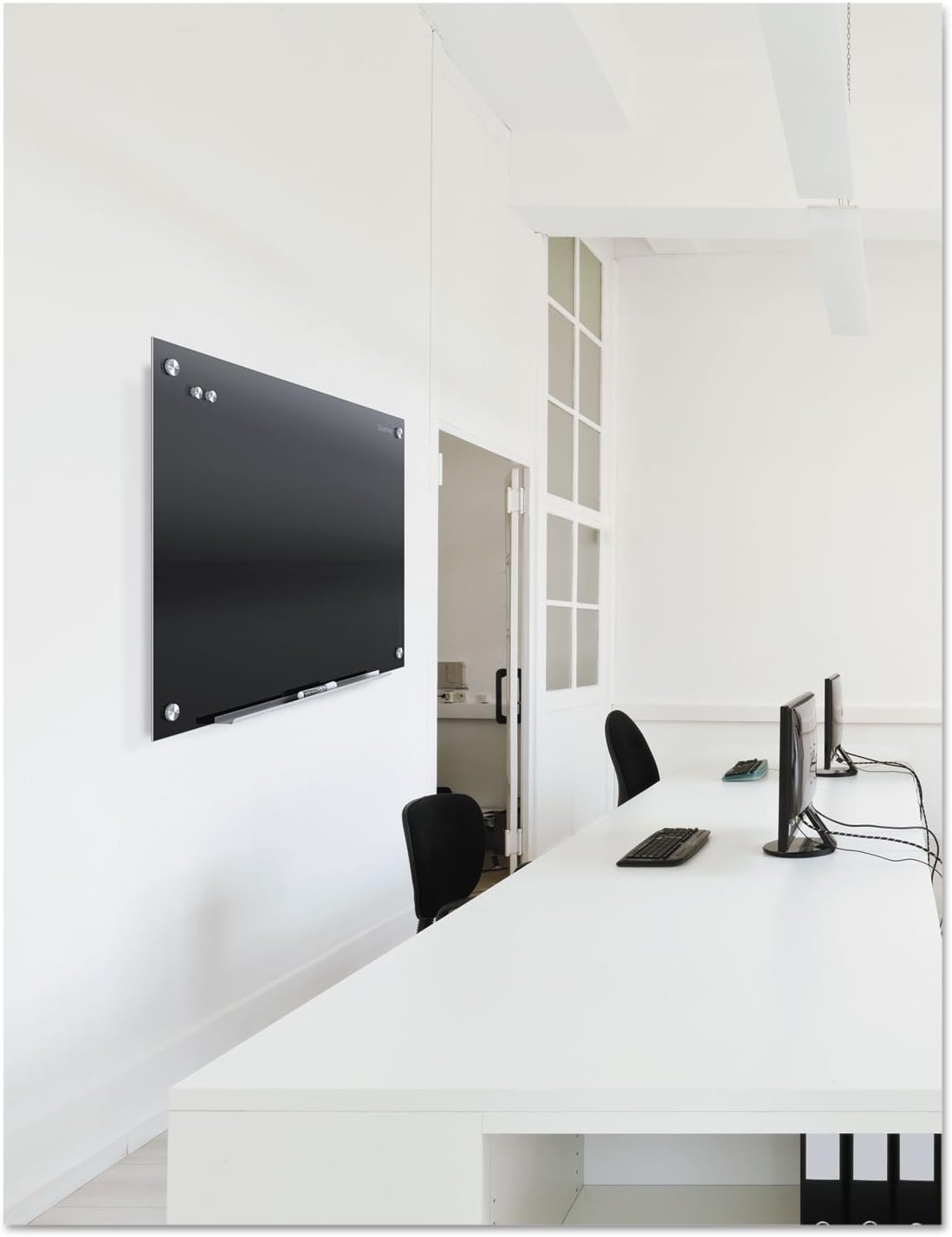 Quartet Glass Whiteboard, Magnetic Dry Erase White Board, 72" x 48', Black Surface, Infinity (G7248B)