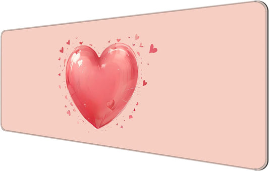 Dynippy Thin Extended Gaming Mouse Pad （31.5 * 11.8 * 0.08 inch） with Stitched Edges Large Mousepad Long XXL Keyboard and Mouse pad Desk Mat for Gaming Office & Home - Love Pattern