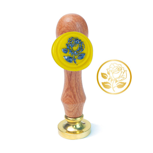 Wax Seal Stamp, Brass & Rosewood, 0.98" Diameter, Rose Color, Craft & Stationery