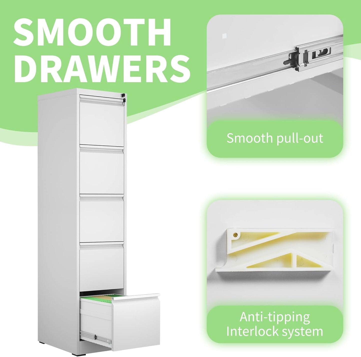 Metal File Cabinet with Drawer Heavy Duty Locking File Cabinets Home Office Steel Filing Cabinet Vertical File Cabinets for Legal/Letter Size File,Assembly Required