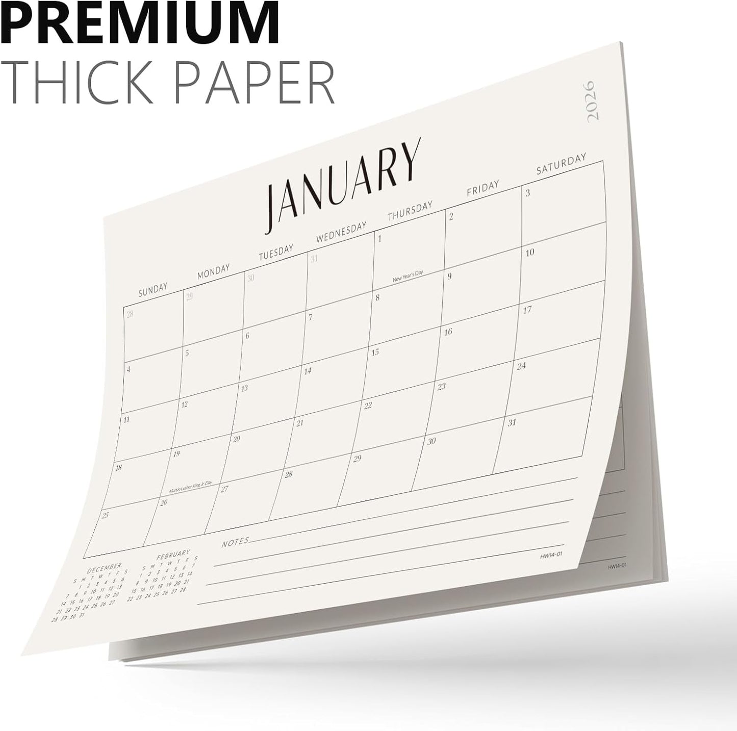 Jotsome Desk Calendar 2025-2026 with Desktop Mat, Desk Pad Calendar From Now to December 2026 14x10.5 inch, Desk Blotter Calendar for Home Office and School, Easy Planning, Black