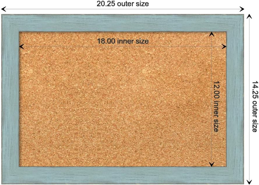 Amanti Art Natural Cork Board for Wall, 14x20 Vision Board with Blue Wood Frame, Small Corkboard Office Decor for Home Organization, Rustic Farmhouse Corkboard Pinboard to display items for home