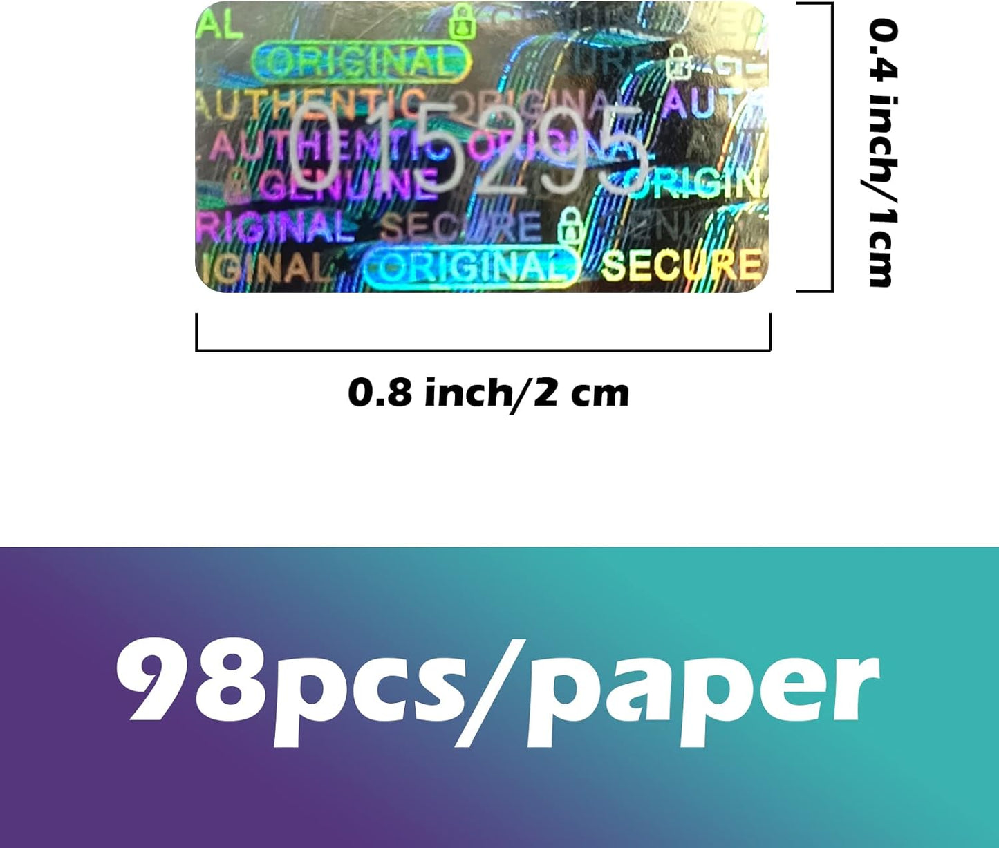 650pcs Tamper Proof Hologram Stickers Security Seal Labels Genuine Guarantee Warranty Void Labels with Unique Serial Number Tamer evident Sticker(0.8x0.4inch)