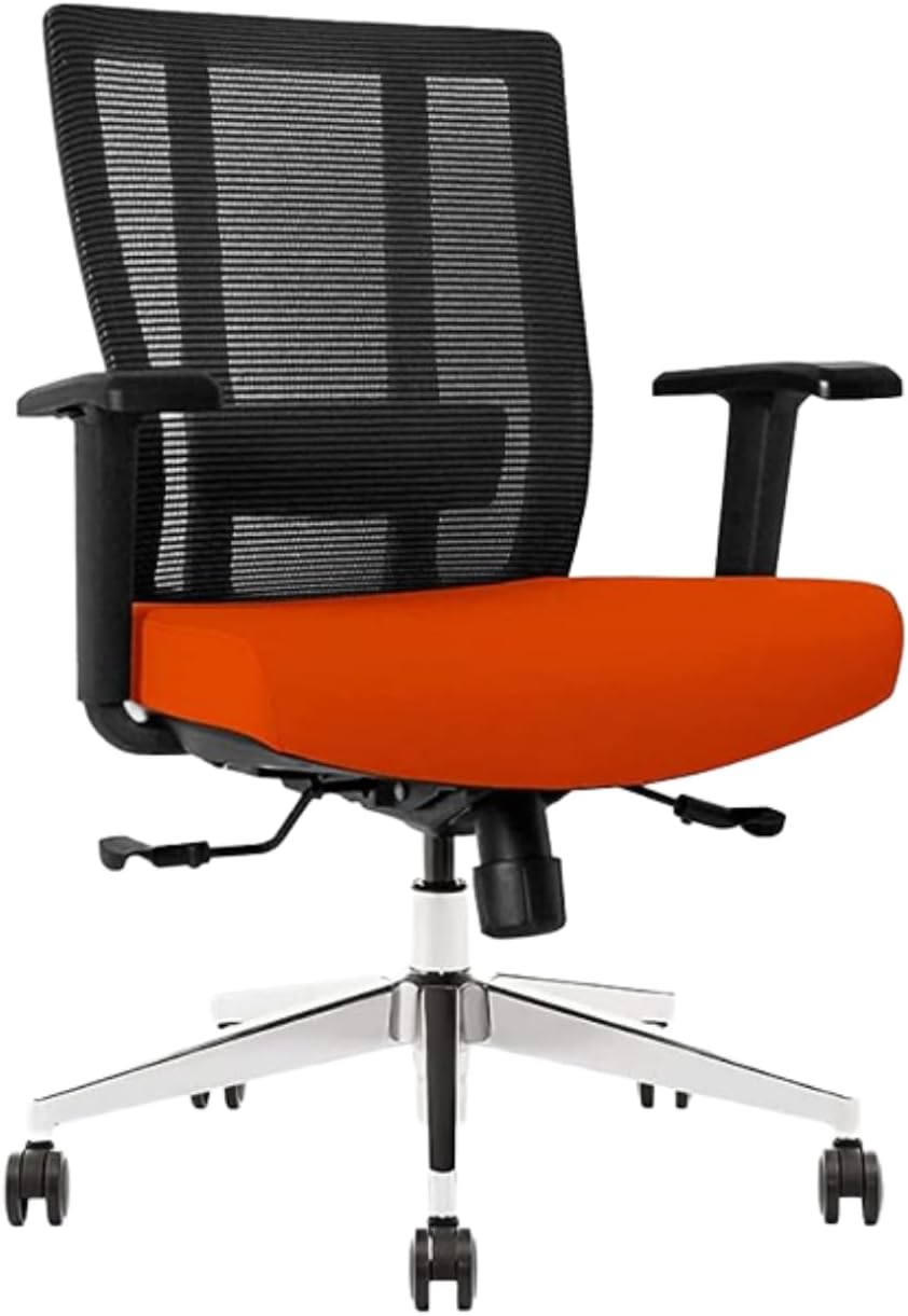 Ergonomic Office Chair - Breathable Mesh Back with Adjustable Lumbar Support, 3D Armrests, Tilt Function, and 360° Swivel Wheels - Perfect for Home Office or Conference Room - Stylish Tangerine Design