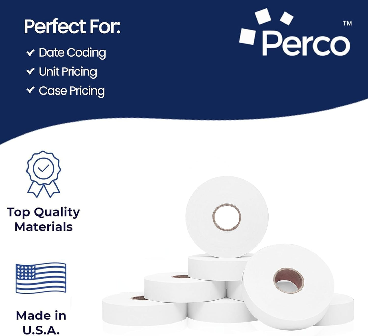 Perco White Pricing Labels for Monarch 1136 Price Gun - 8 Rolls, 14,000 Price Marking Labels