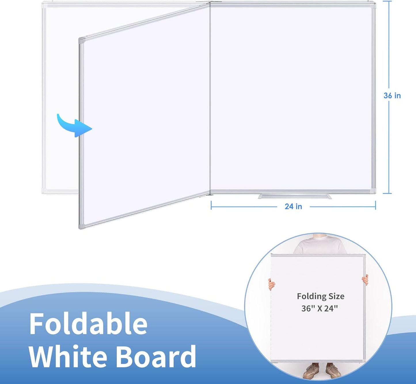 Magnetic Whiteboard Dry Erase, 48 x 36 inch Large White Board for Wall, Foldable Aluminum Frame Hanging Whiteboards for Home Classroom Office