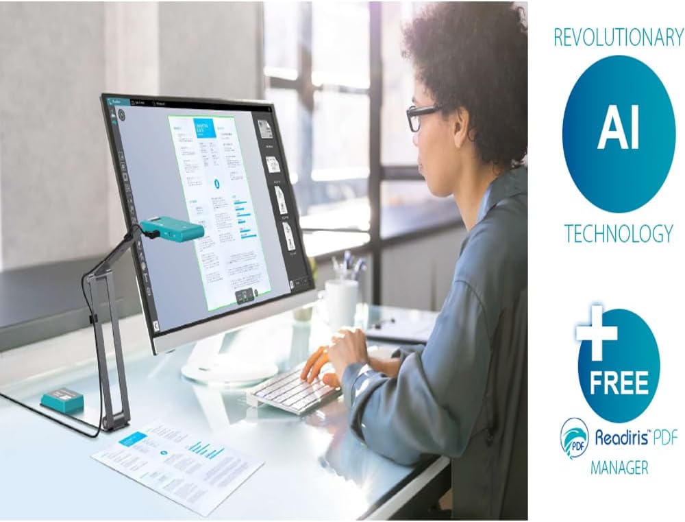 IRIScan Visualizer Webcam Document Camera v7:4K UltraHD-13MP,4in1,Free Readiris PDF OCR,visualizer,Scanner A3,Portable Scanner,Web Conferencing,Distance Learning,AI Micro,Led,USB,WinMac