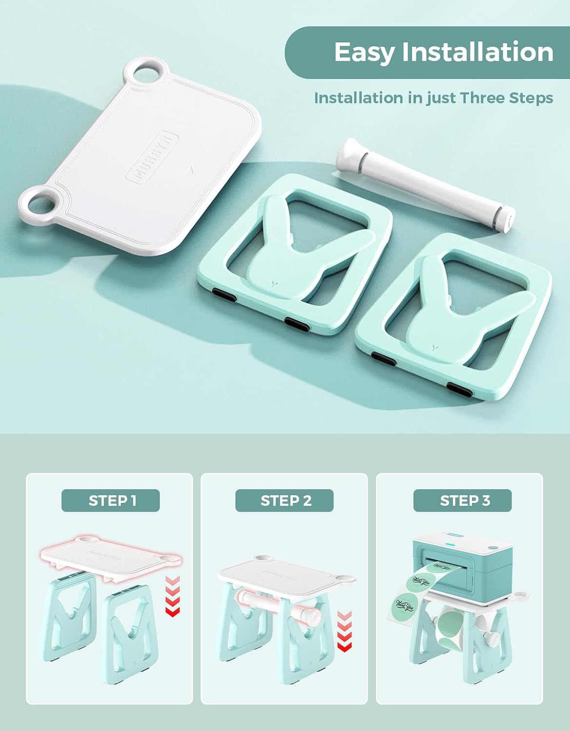 MUNBYN Label Holder for Rolls and Fanfold Labels, Thermal Sticker Holder for Desktop Thermal Printer, Accessory Supplies for Home, Office, Small Business