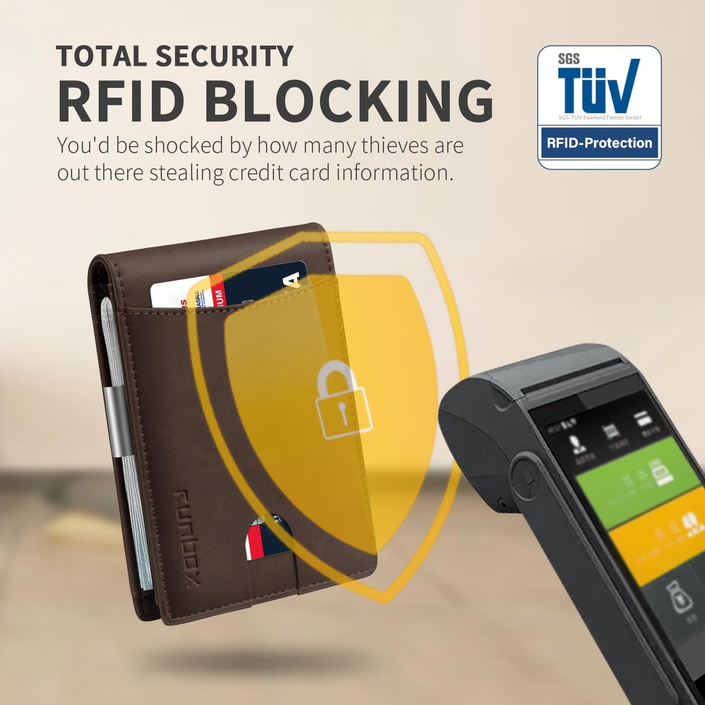 RUNBOX Money Clip Slim Wallets for Men RFID Blocking 11 Card Holder Minimalist Small Leather Bifold Men's Front Pocket Wallet Gift Box