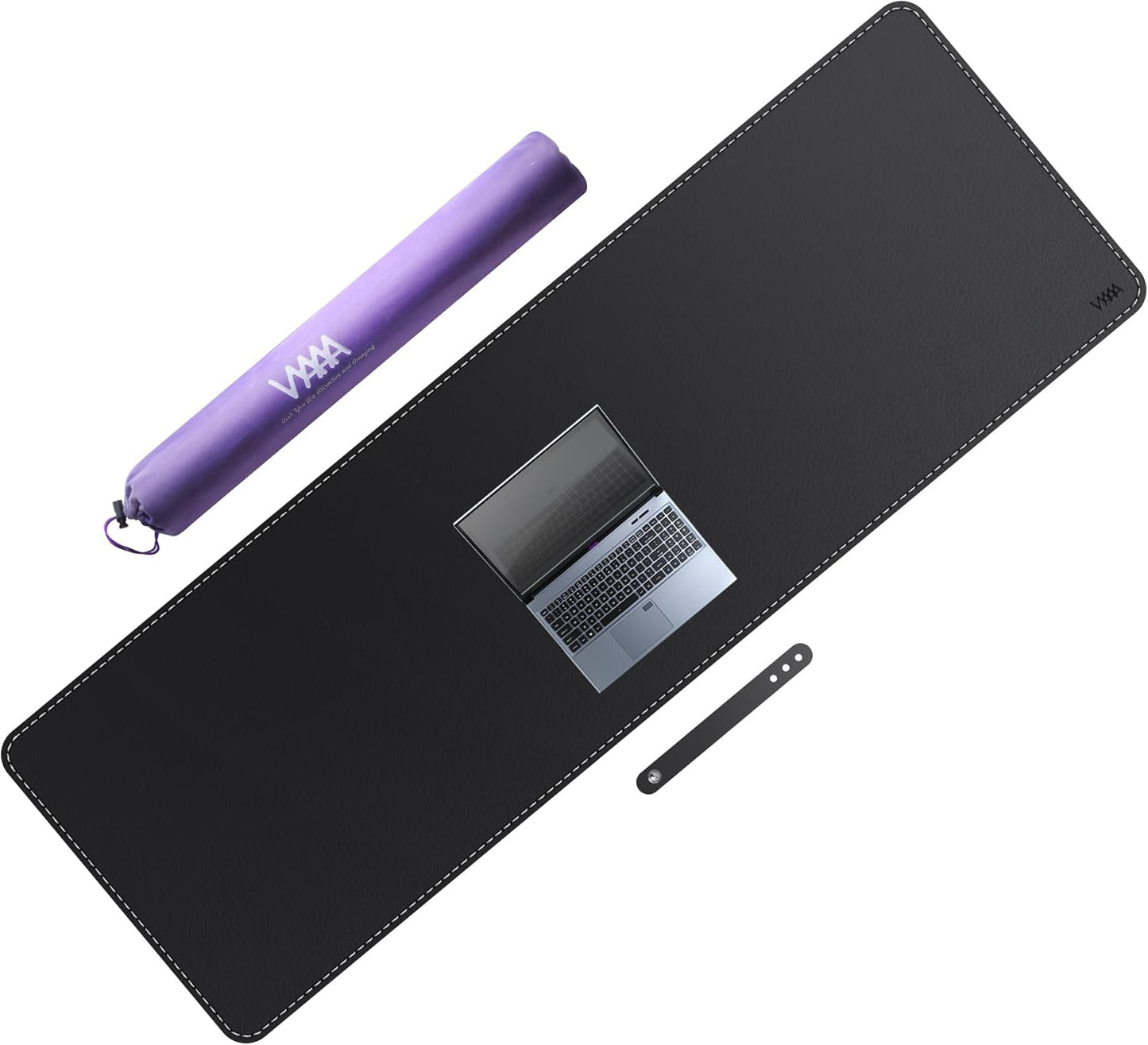 VYAAA Leather Desk Mat,70.8"×23.6" Large Mouse Pad, Desktop Protector for Desk, Multifunctional Keyboard Mouse Pad for Home or Office (Black)