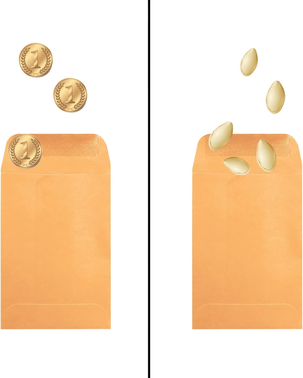 500 Pack #7 Brown coin envelope 3.5 x 6.5 inches Kraft Envelopes Classic Small Parts Envelopes with Self Adhesive Gummed Flap for Coins Cash Credit Cards Seeds