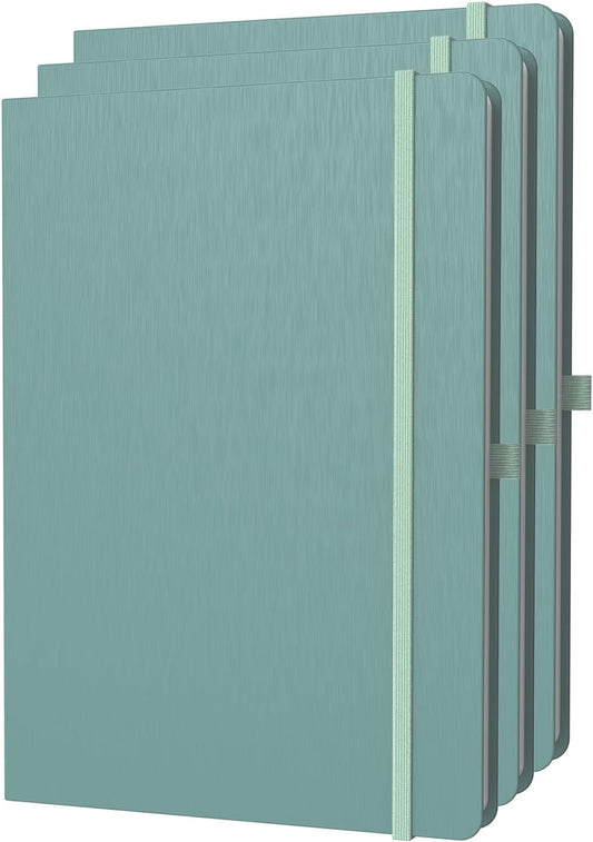 A4 Lined Journal Notebook, 8mm Ruled Notepad, Journaling for Writing, Work, School, Travel and Note Taking, Hardcover 160 Pages (80 Sheets) 8.27 x 11.6 inches (3 Pack Midnight Green)