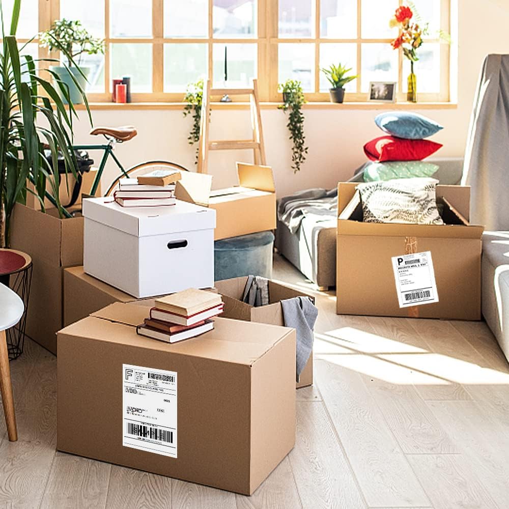 500 Labels Thermal Labels, 4x6 Fanfold Direct Thermal Shipping Labels, 1 Stack Thermal Printer Label Compatible with Rollo Label Printer, MUNBYN, iDRPT, Polono, Zebra Thermal Label Printer