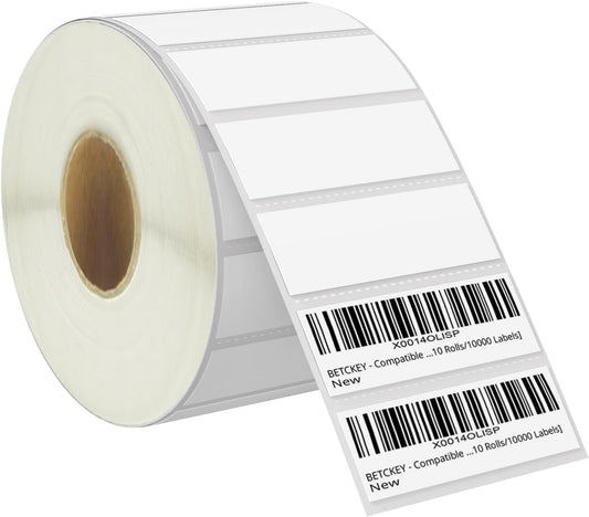 BETCKEY - 3" x 1" (76 mm x 25 mm) UPC Barcode & Address Labels Compatible with Zebra & Rollo Label Printer,Premium Adhesive & Perforated [1 Rolls, 1375 Labels]