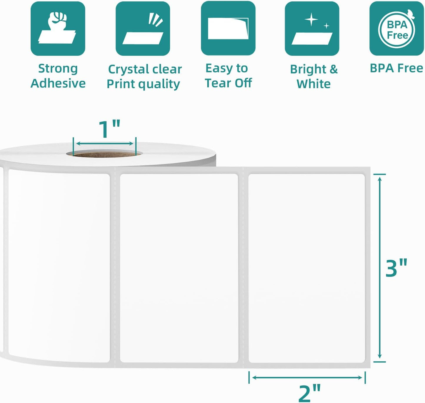 3"x2" Direct Thermal Labels for Zebra LP2844 GK420D ZD421 ZD420 Series, 12 Rolls 8400 Pcs 2x3 Waterproof Strong Adhesive Barcode Return Address Label Used with Rollo MUNBYN Desktop Printer