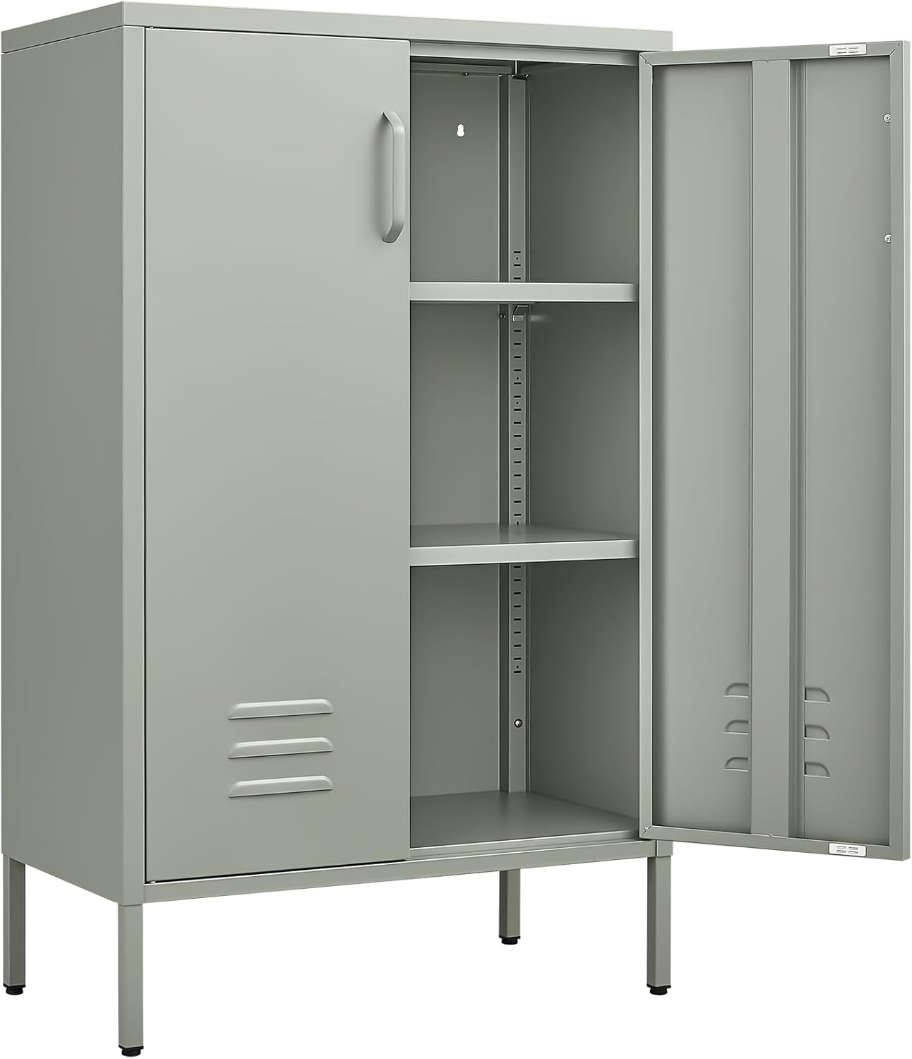 Metal Cabinet,Entryway Cabinet with Adjustable Shelves,Metal Storage Cabinet for Classroom,Living Room,Kitchen,Outdoor,Grey Green