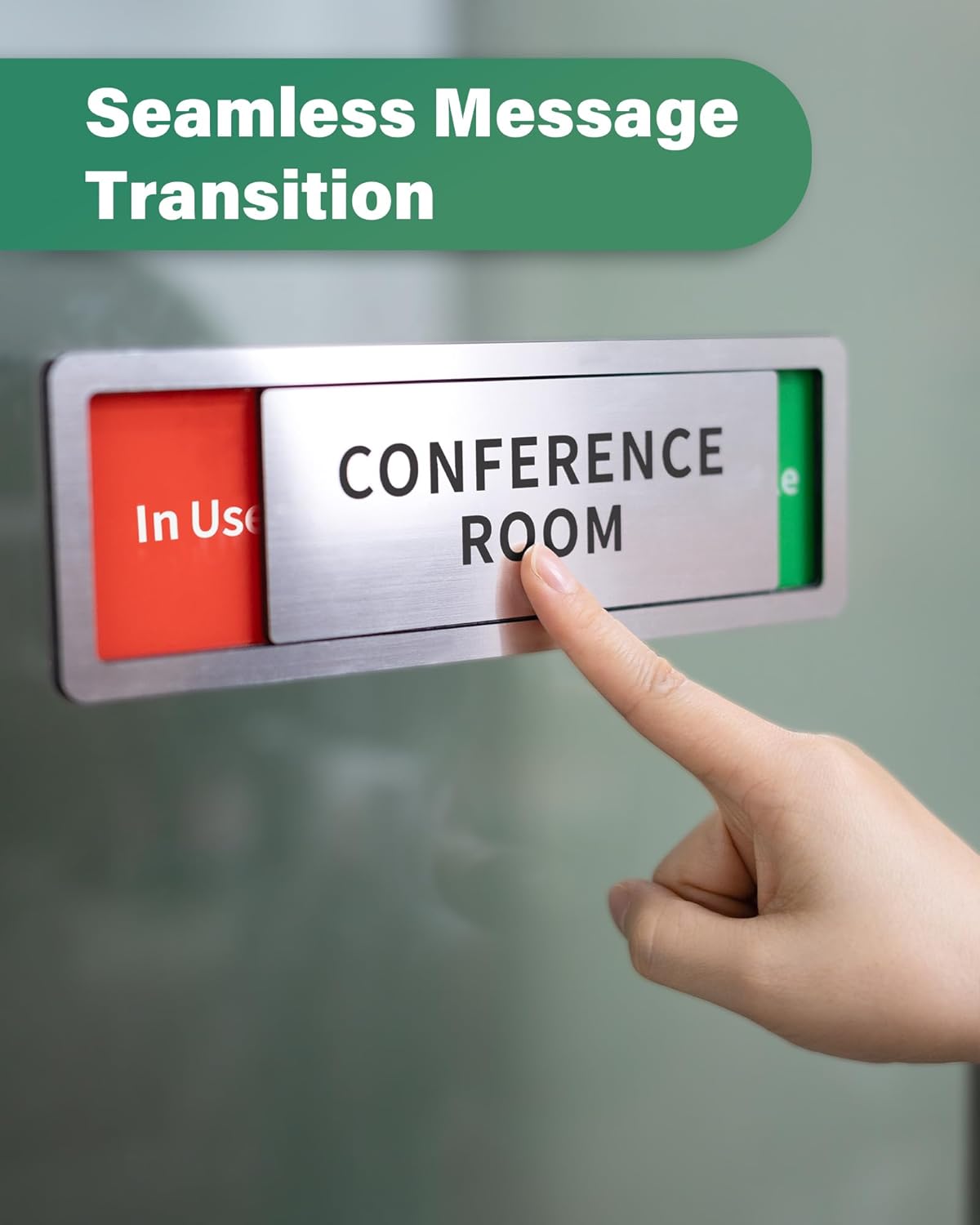 Wellness Room Office Door Signs, Do Not Disturb- In Use/Available Slider Sign for Home Office Wellness Conference Vacant Occupied Privacy Sliding Door Sign，Brushed Silver