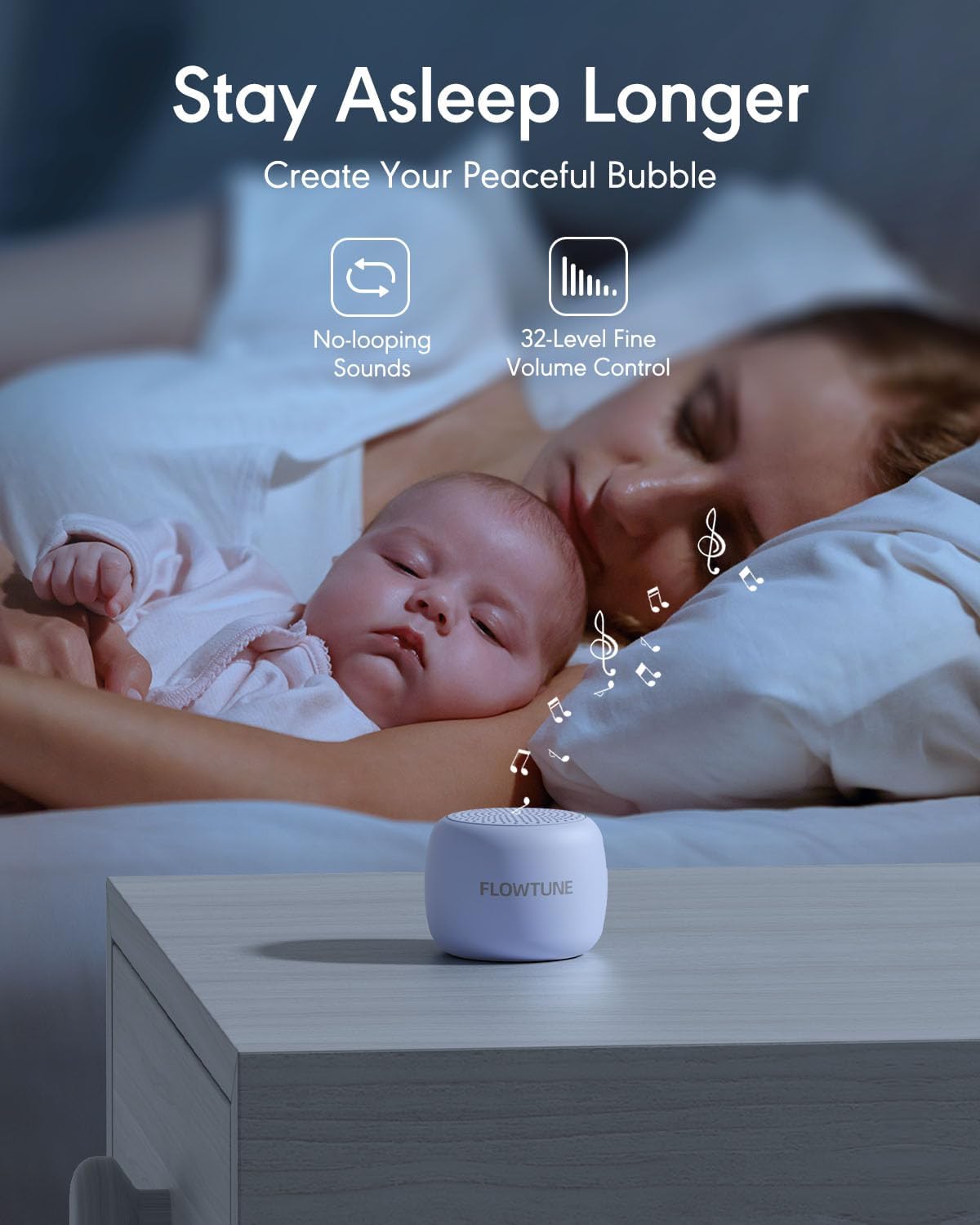 FLOWTUNE Sound Machine Flowtune White Noise Machine for Baby Adults, Mini Portable Sound Machine for Travel, 6H Timer, 18 Soothing Sleep Sounds Gift (Purple)