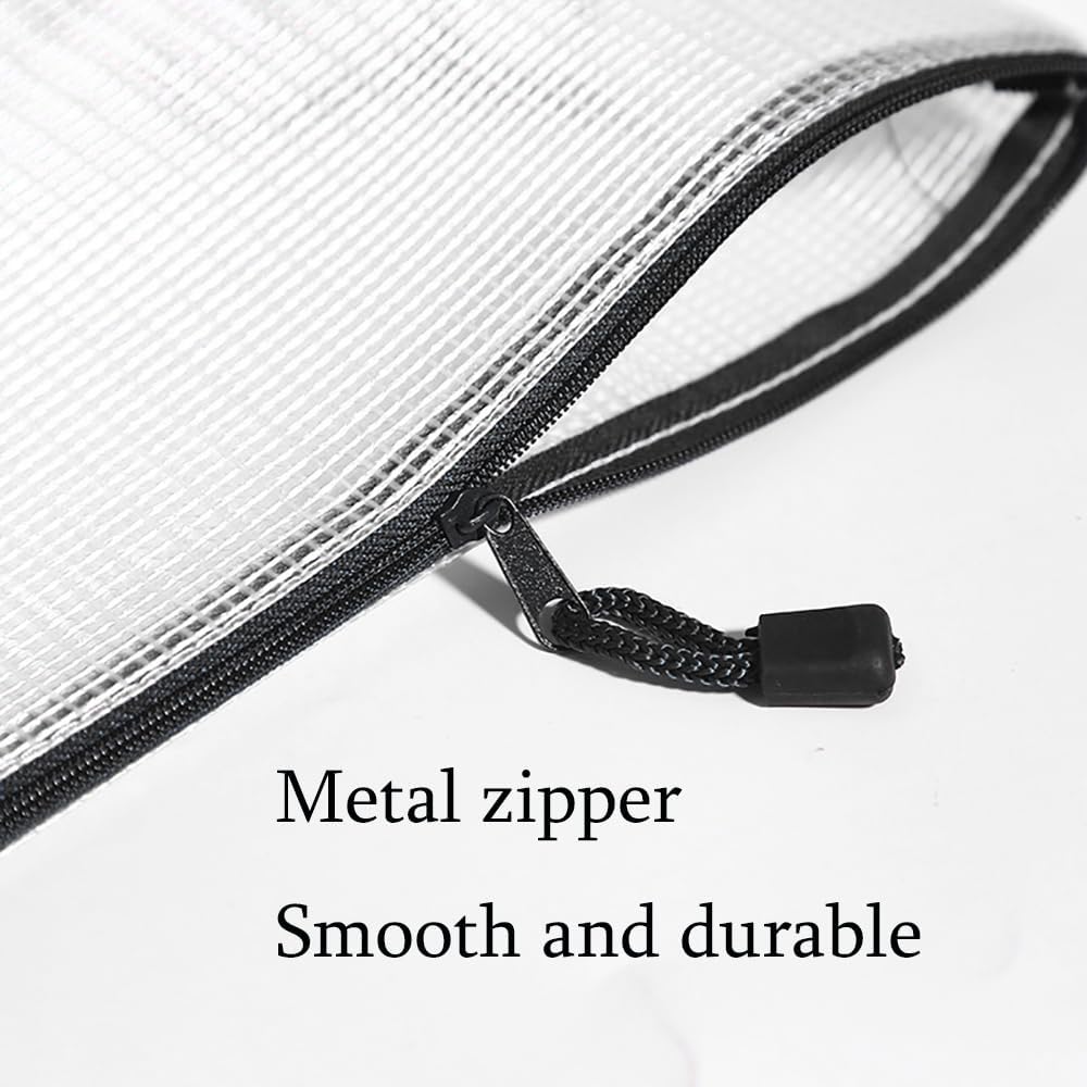 Mesh Pouch Bag,B5 Zipper Bag for Organizing Storage, Waterproof Zipper Pouch, 8" x 11"/21cm x 30cm, File Bag for School and Office Supplies (Black)