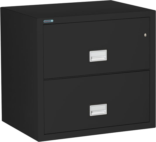 31 inch Wide 2-Drawer Lateral Fireproof File Cabinet – Legal and Letter Size Filing – Key Lock – Water Resistant – Fire Safe and Impact Rated – Black Finish – Model LAT2W31B